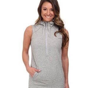 Nike Women's Obsessed Sleeveless Half-Zip Training Hoodie in gray SMALL